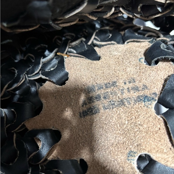 Leather Double big Woven 60s Vintage boho rustic handbag tote - Picture 5 of 12